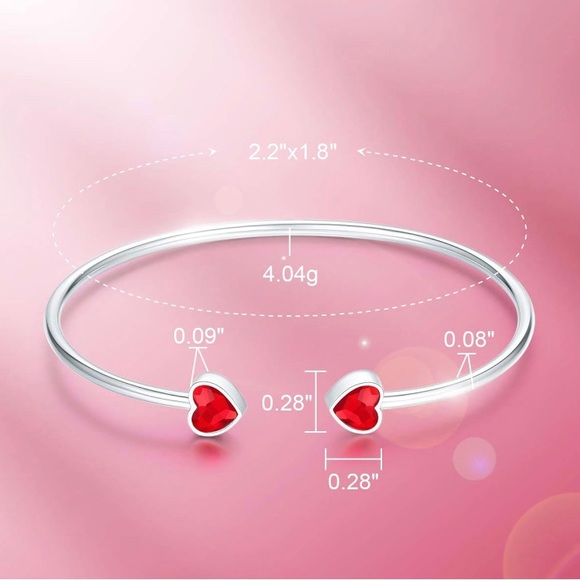 Ruby heart open bracelet, new in box - Picture 5 of 5
